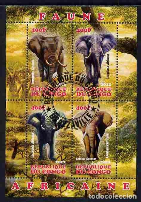 Sellos: CONGO 2012 SHEET USED MNH FAUNA MAMIFEROS ELEPHANTS ELEFANTES ELEFANTI ELEFANTEN WILDLIFE