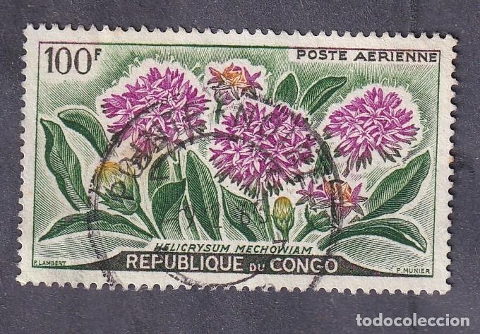 Sellos: CONGO PA n&deg; 2 fleurs helierysum mechowiam oblit&eacute;r&eacute;