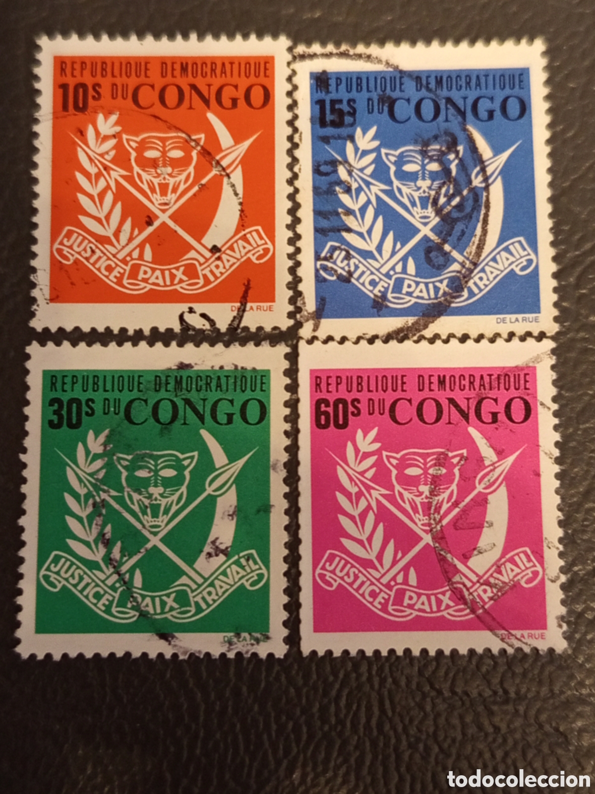 Sellos: Rep&uacute;blica Democr&aacute;tica del Congo 1969 - Serie Escudo de Armas - Scott 635/638