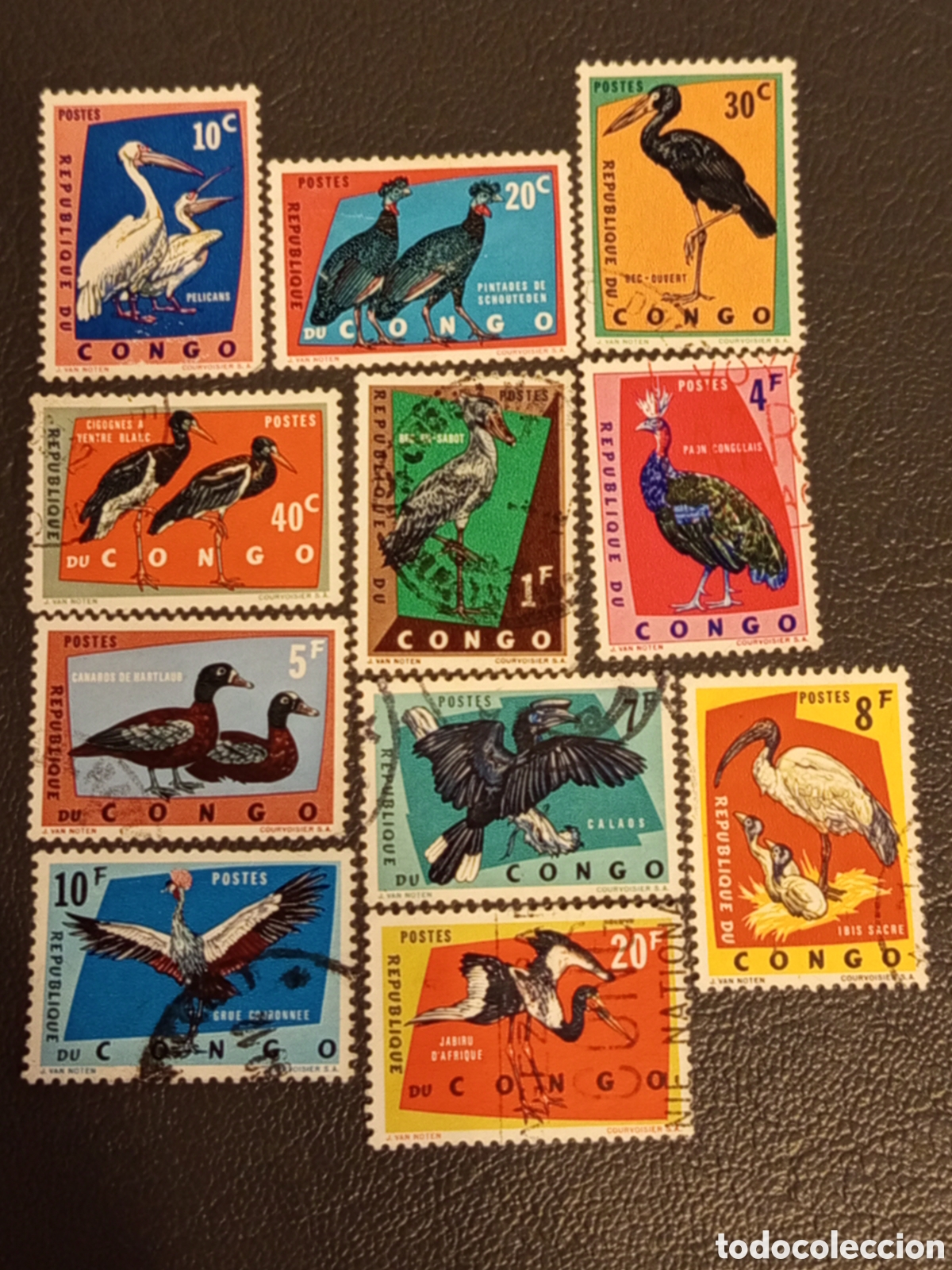 Stamps: Colecci&oacute;n Sellos Rep&uacute;blica del Congo 1963 - Aves - Yvert 481/494
