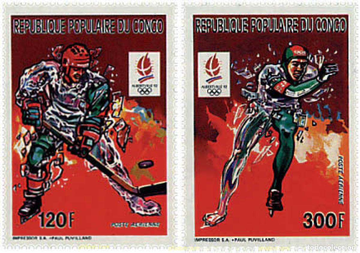 Sellos: 73596 MNH CONGO 1991 16 JUEGOS OLIMPICOS INVIERNO ALBERTVILLE 1992