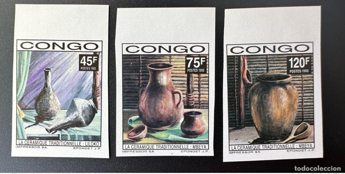 Sellos: Congo 1992/1993 Mi. 1351 - 1353 B ND Cer&aacute;mica tradicional Imperf
