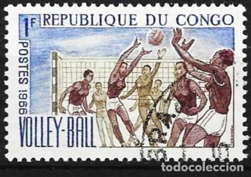 Sellos: Congo Brazzaville 1966 - Mi 96 - YT 190 - Deporte : Voleibol