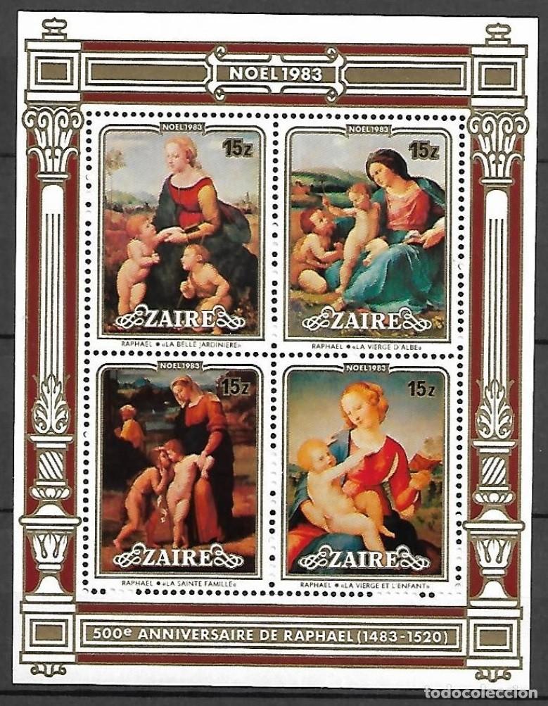 Sellos: ZAIRE 1983 SHEET MNH NAVIDAD CHRISTMAS NOEL NATALE RAPHAEL ARTE PINTURAS ART PAINTINGS