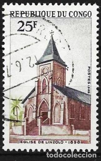 Sellos: Congo Brazzaville 1970 - Mi 206 - YT 251 - Iglesia de Linzolo