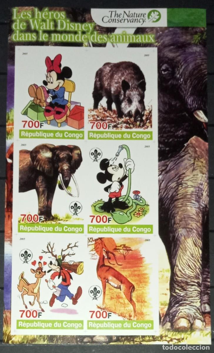 Sellos: CONGO 2005 SHEET MNH IMPERF DISNEY Y LOS ANIMALES FAUNA CONSERVACION DE LA NATURALEZA NATURE
