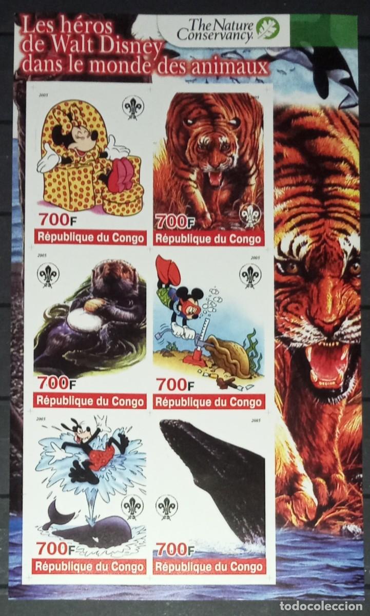 Sellos: CONGO 2005 SHEET MNH IMPERF DISNEY Y LOS ANIMALES FAUNA CONSERVACION DE LA NATURALEZA NATURE