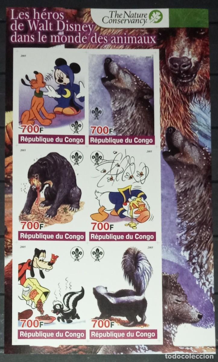 Sellos: CONGO 2005 SHEET MNH IMPERF DISNEY Y LOS ANIMALES FAUNA CONSERVACION DE LA NATURALEZA NATURE