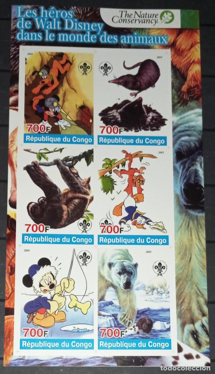 Sellos: CONGO 2005 SHEET MNH IMPERF DISNEY Y LOS ANIMALES FAUNA CONSERVACION DE LA NATURALEZA NATURE