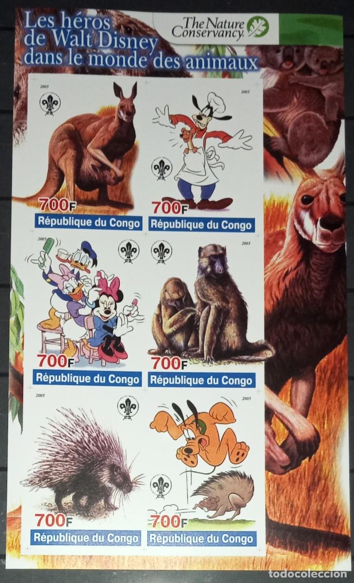 Sellos: CONGO 2005 SHEET MNH IMPERF DISNEY Y LOS ANIMALES FAUNA CONSERVACION DE LA NATURALEZA NATURE