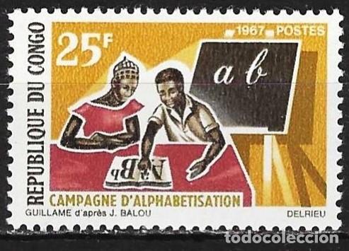 Sellos: Congo Brazzaville 1967 - Mi 124 - YT 204 - Alfabetizaci&oacute;n - MNH**