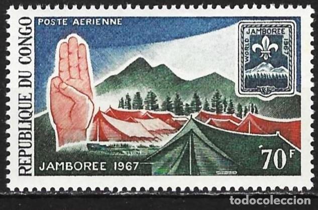 Sellos: Congo Brazzaville 1967 - Mi 141 - YT A 61 - Escultismo - MNH** ( A&eacute;reo )
