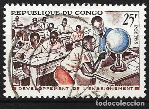 Sellos: Congo Brazzaville 1964 - Mi 49 - YT 167 - desarrollo de la ense&ntilde;anza
