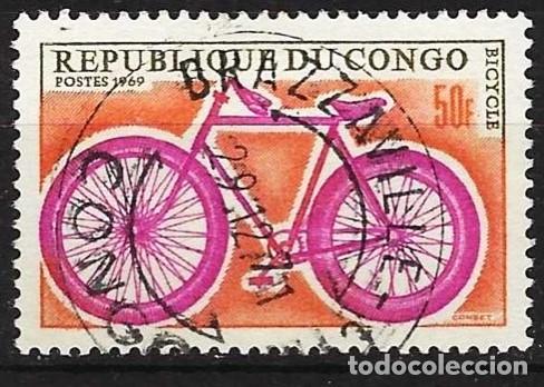 Sellos: Congo Brazzaville 1969 - Mi 184 - YT 229 - Bicicleta