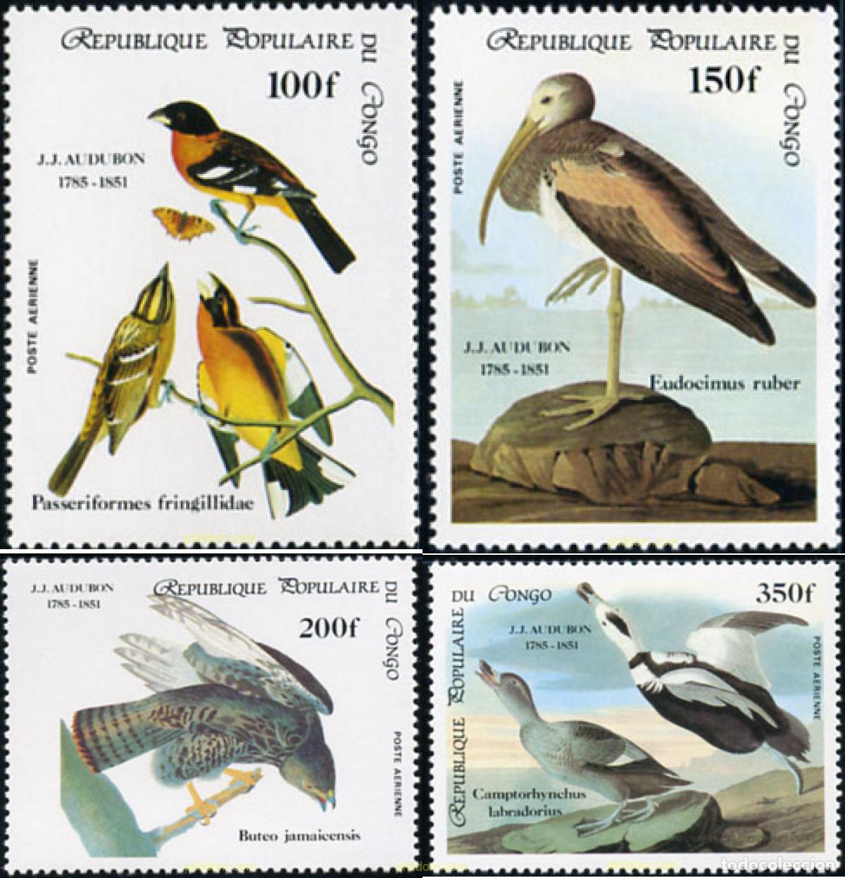 Sellos: 31737 MNH CONGO 1985 BICENTENARIO DEL NACIMIENTO DEL ORNITOLOGO J.J. AUDUBON