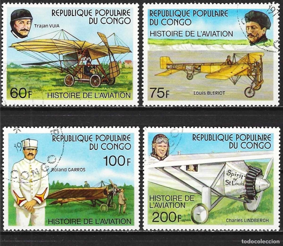 Sellos: Congo Brazzaville 1977 - Mi 593 a 596 - YT 471 a 474 - Aviones