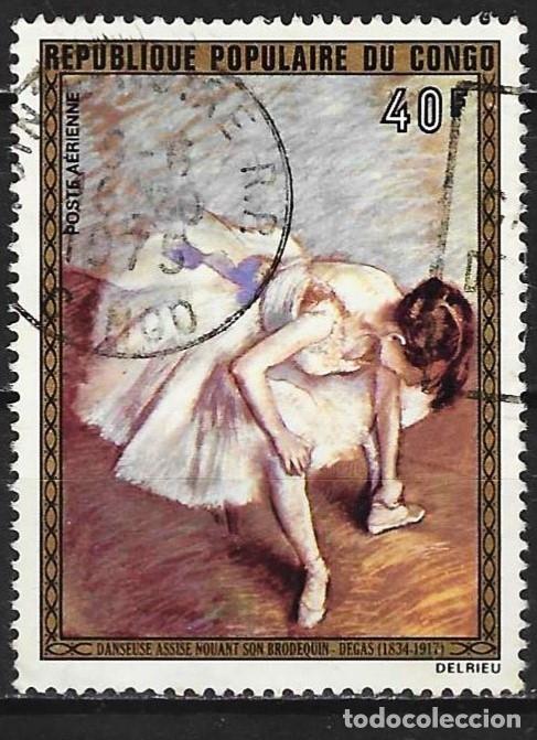 Sellos: Congo Brazzaville 1977 - Mi 437 - YT A 199 - Bailarina : Pintura de Edgar Degas ( A&eacute;reo )