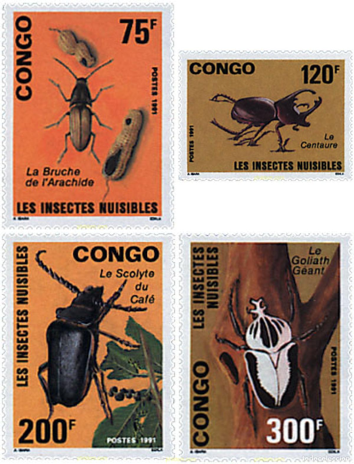Sellos: 73587 MNH CONGO 1991 INSECTOS