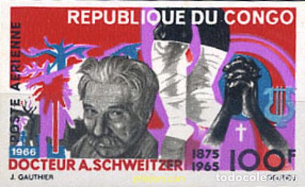Sellos: 193995 MNH CONGO 1966 HOMENAJE AL DR. A. SCHWEITZER