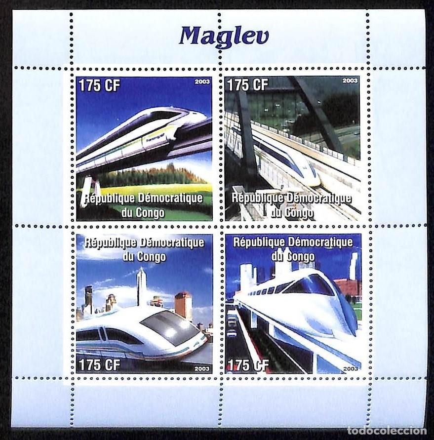 Sellos: CONGO 2003 SHEET MNH SPEED TRAINS GRANDE VITESSE TRENES DE ALTA VELOCIDAD ZUGE TGV TRENI COMBOIOS