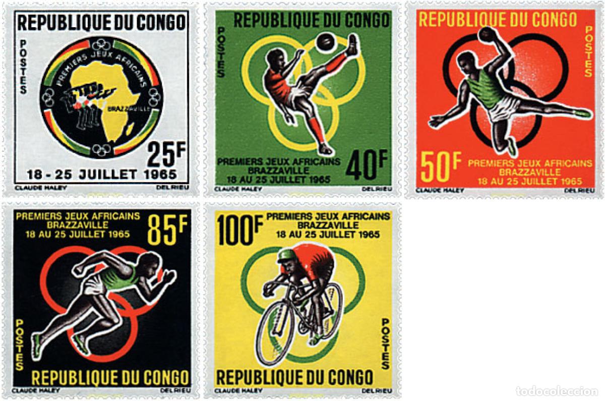 Sellos: 259579 HINGED CONGO 1965 JUEGOS AFRICANOS EN BRAZAVILLE