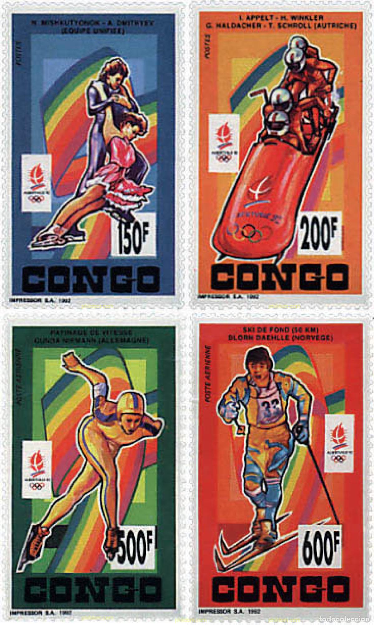 Sellos: 73608 MNH CONGO 1992 MEDALLISTAS DE LOS 16 JUEGOS OLIMPICOS DE INVIERNO. ALBERTVILLE 1992