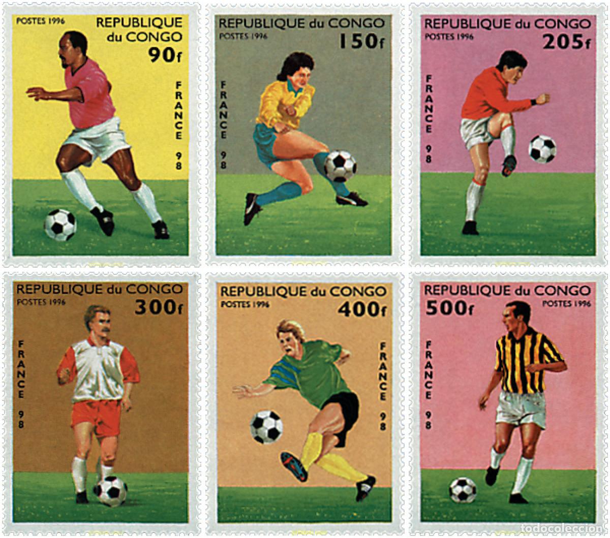 Sellos: 70469 MNH CONGO 1996 COPA DEL MUNDO DE FUTBOL. FRANCIA-98