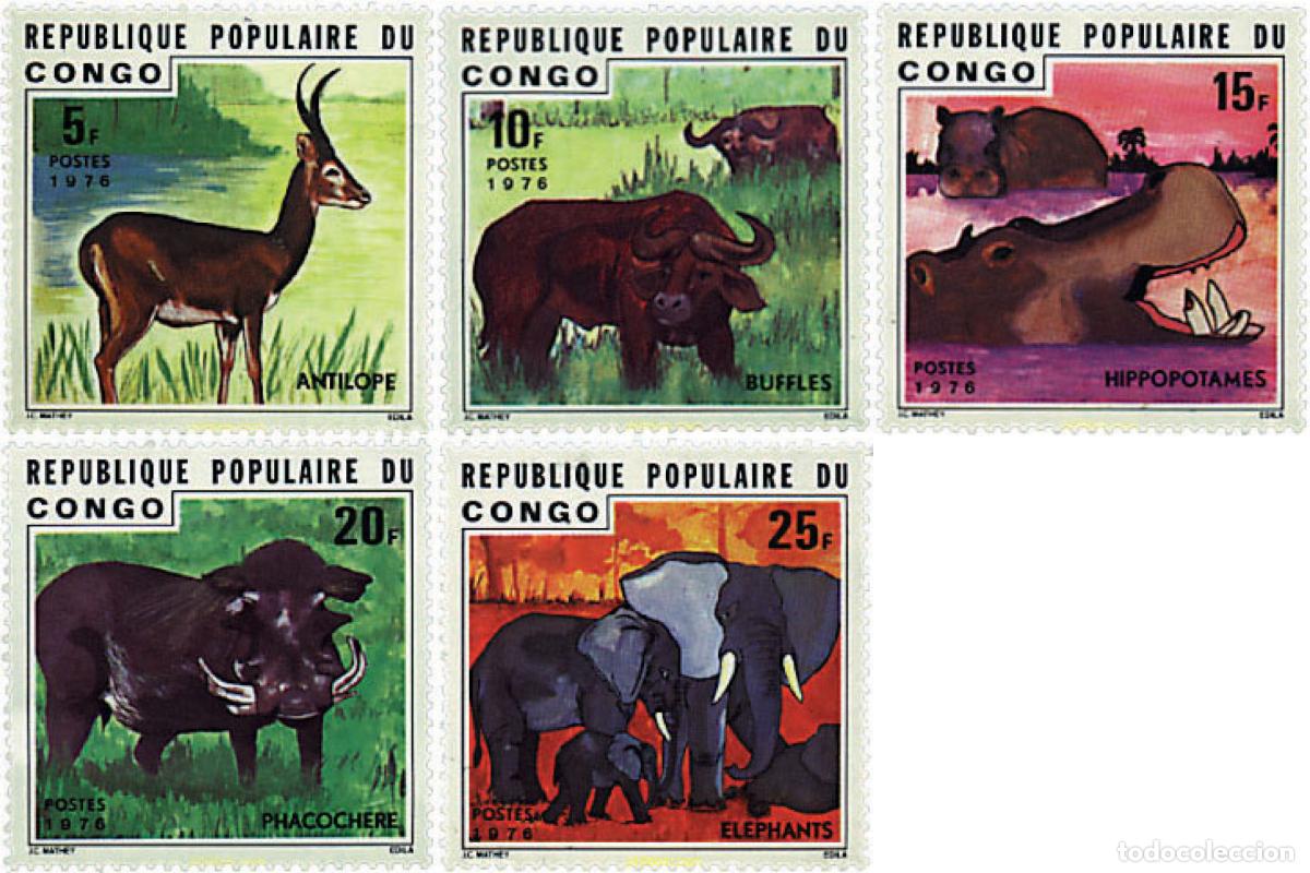 Sellos: 30108 MNH CONGO 1976 FAUNA SALVAJE