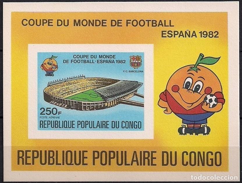 Sellos: CONGO 1980 SHEET MNH IMPERF TIPO CARTULINA FINA MUNDIAL DE FUTBOL ESPA&Ntilde;A SPAIN FOOTBALL WORLD CUP