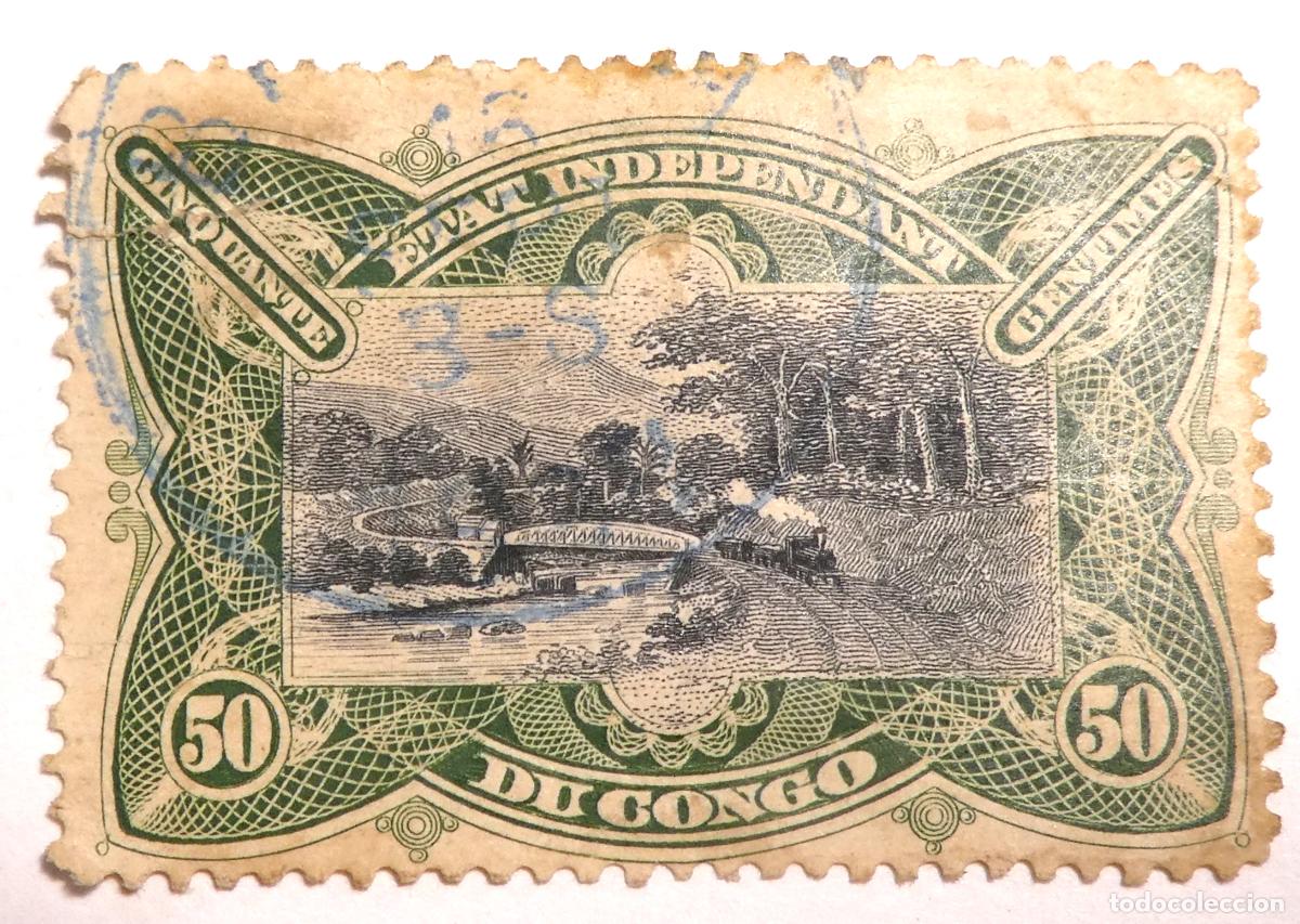 Sellos: Sello postal de Estado Independiente del Congo 50 c&eacute;ntimos 1900