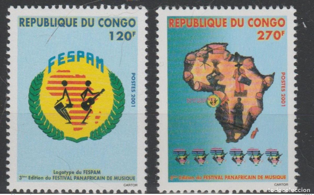 Sellos: Congo 2001 Mi. 1737 - 1738 FESPAM Festival Panafricano de M&uacute;sica Art MNH **