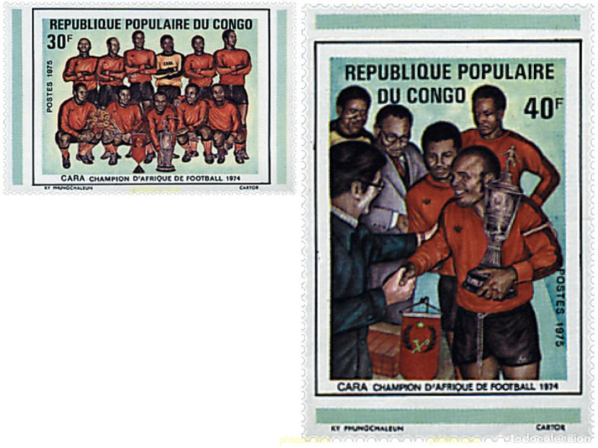 Sellos: 73302 MNH CONGO 1975 CARA. CAMPEON DE AFRICA DE FUTBOL EN 1974