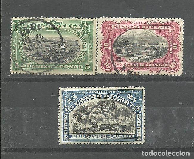 Sellos: CONGO BELGA 1916 - LOTE DE 3 SELLOS DIFERENTES - USADOS