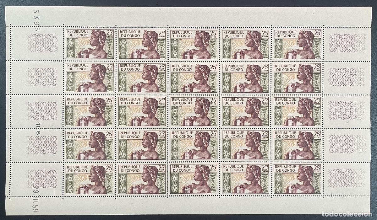 Briefmarken: Congo 1959 YT 135 tabl&oacute;n cumplea&ntilde;os Rep&uacute;blica perfil mujer retrato cultura
