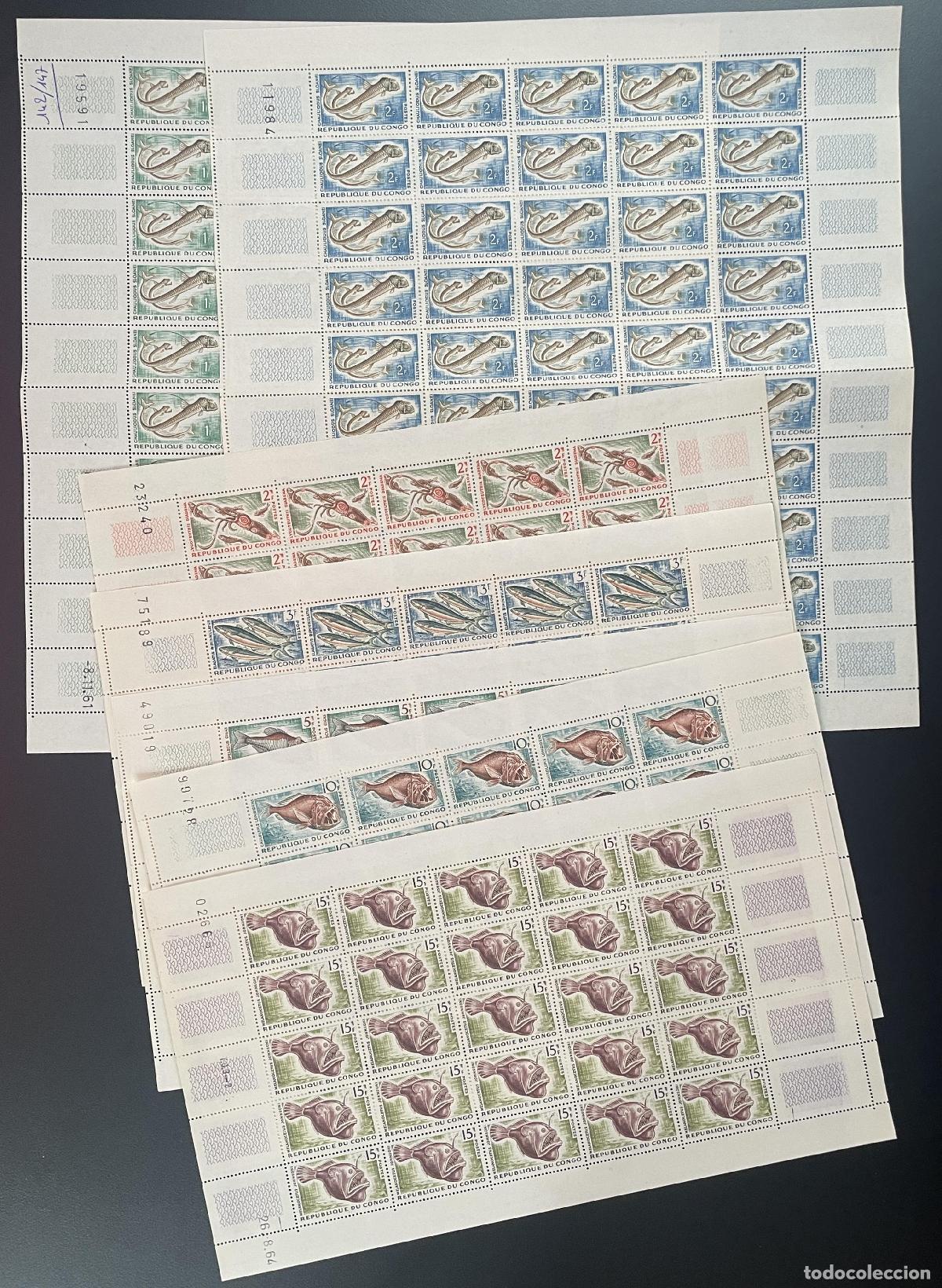 Briefmarken: Congo 1961-1964 YT 143-147A tabl&oacute;n pez fauna marina animales tropicales