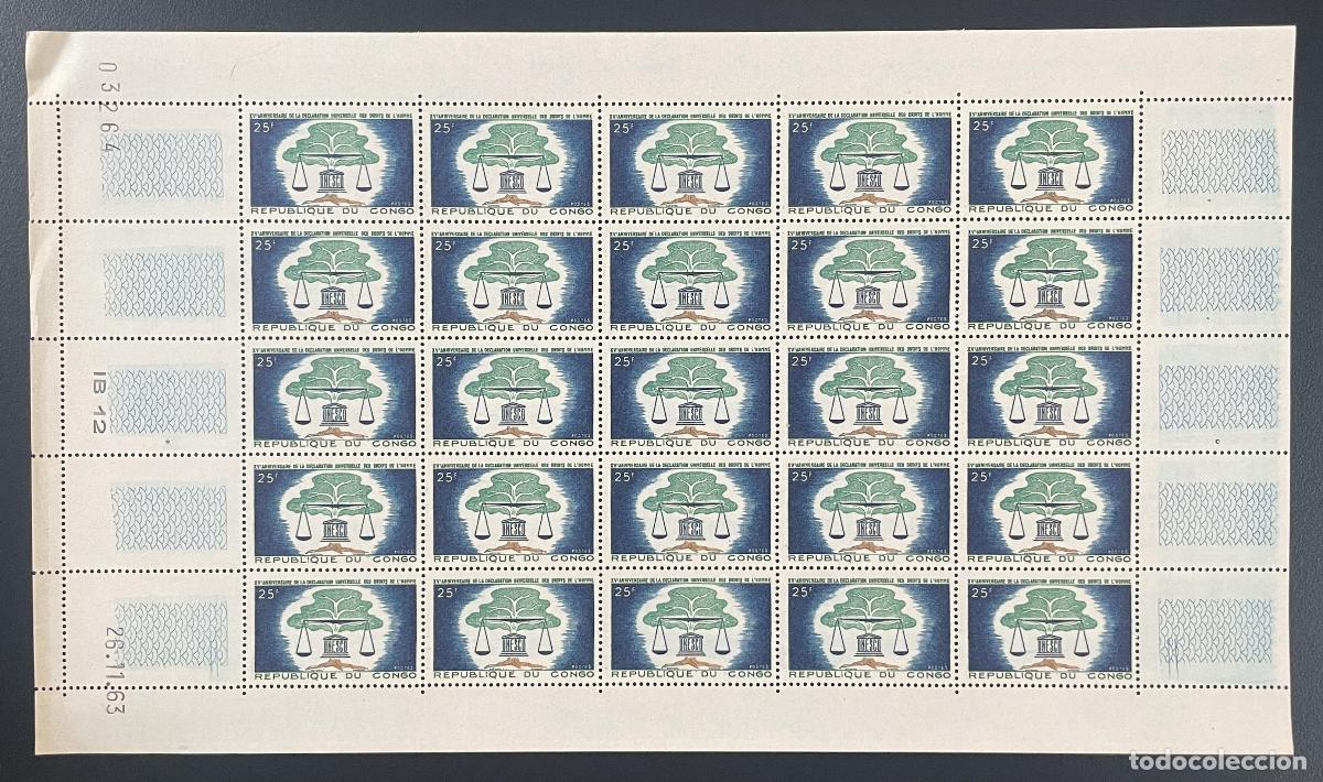 Timbres: Congo 1963 YT 158 tabl&oacute;n 15&deg; aniversario Declaraci&oacute;n &Aacute;rbol de los Derechos Humanos