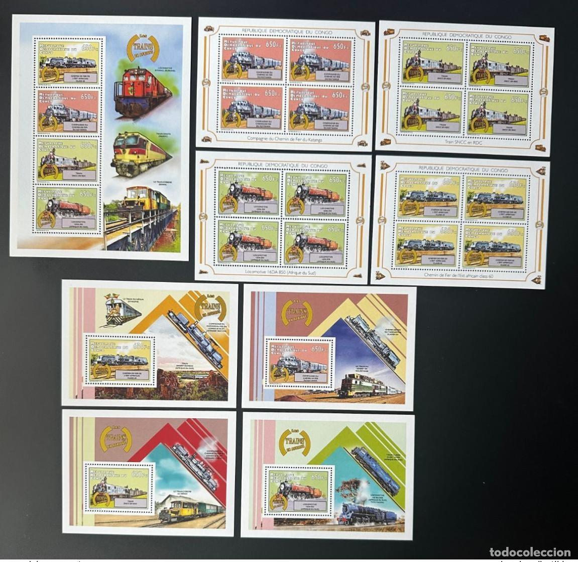 Sellos: Congo 2012 Mi. 2088 - 2091 Bl. 430 433 Trenes &Aacute;frica Train Railways Zug