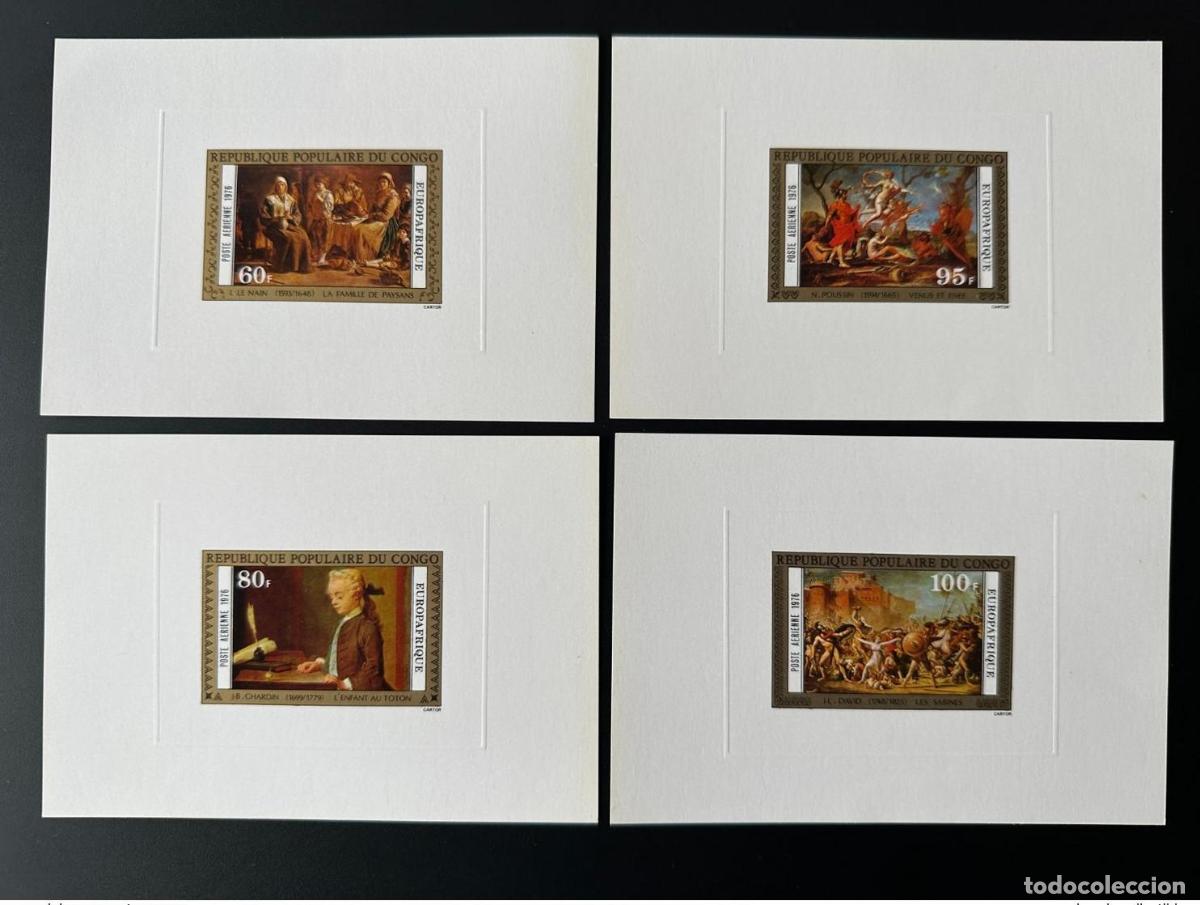 Sellos: Congo 1976 Mi. 523 - 526 pinturas de prueba lujo El enano Chardin Poussin David