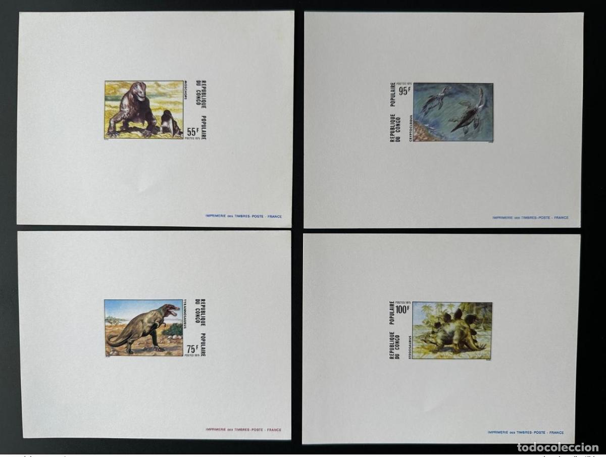 Sellos: Congo 1975 Mi. 492 - 495 Deluxe Proof Dinosaurios Stegosaurus Tyrannosaurus