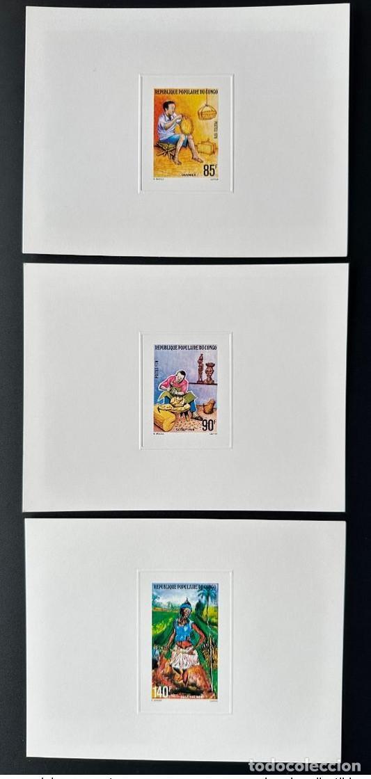 Stamps: Congo 1978 Mi. 654 - 656 a prueba de lujo cestero escultor cultivador oficios
