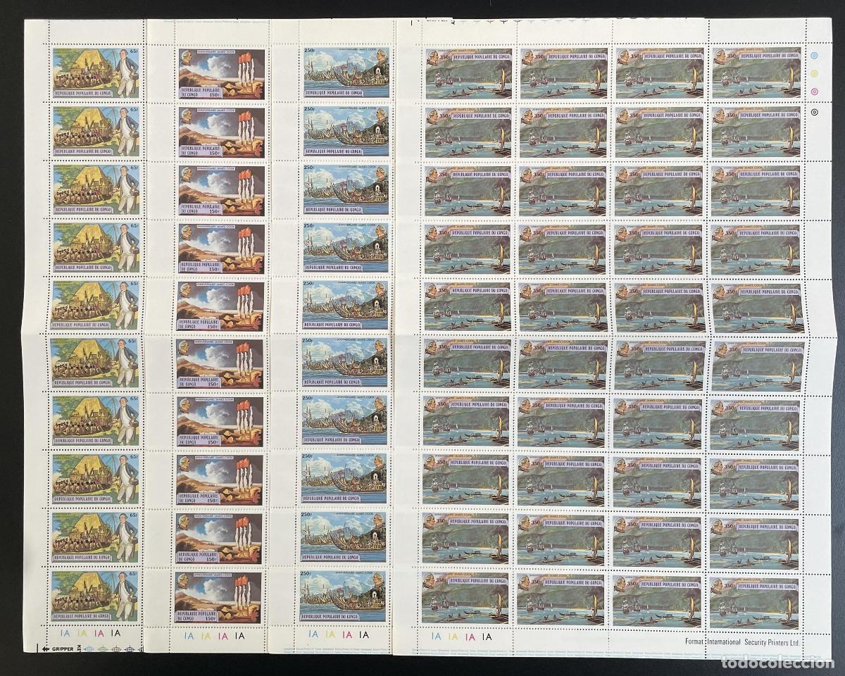 Timbres: Congo 1978 YT 534-537 tabl&oacute;n cumplea&ntilde;os capit&aacute;n James Cook barco
