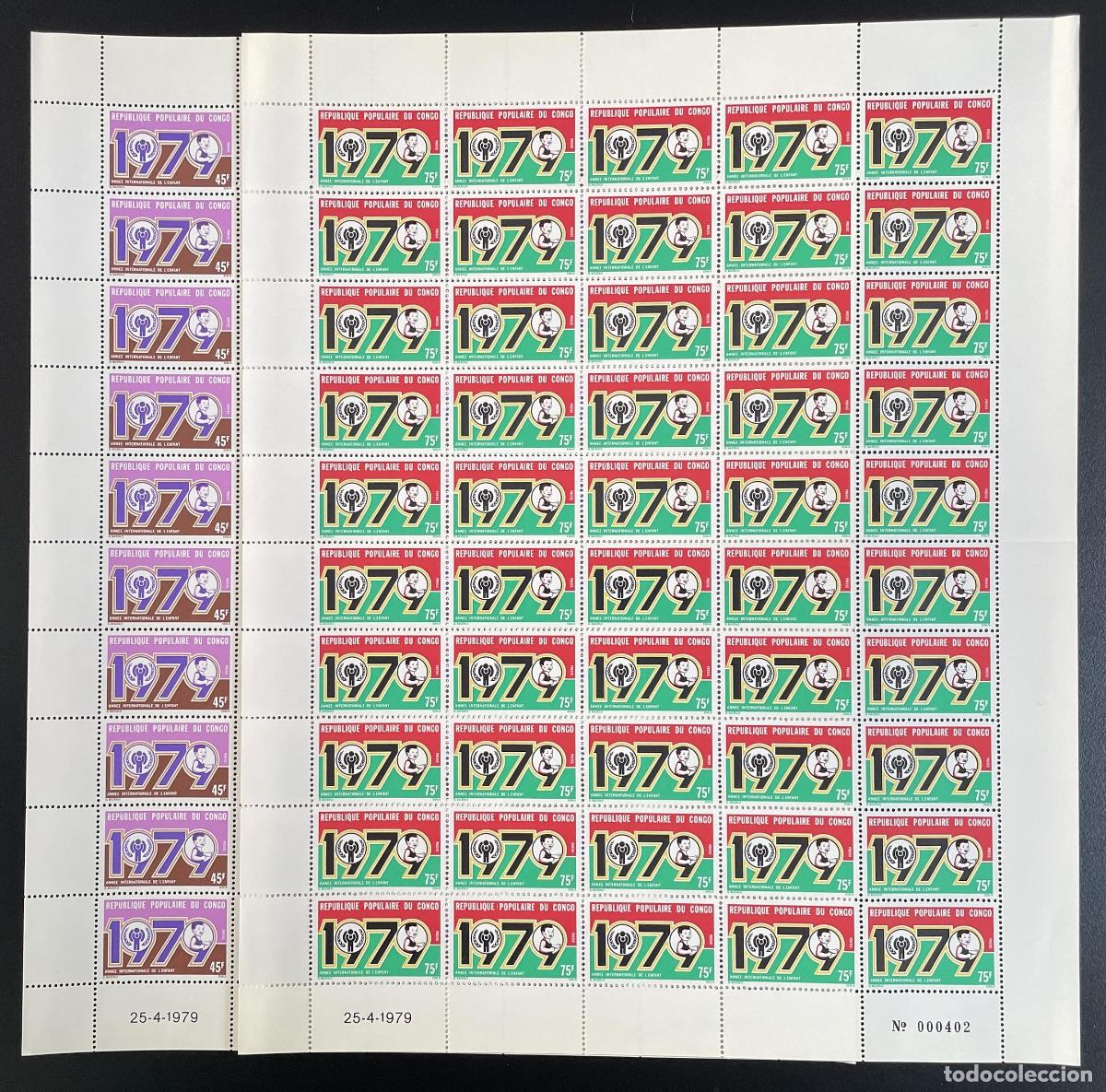 Sellos: Congo 1979 YT 540-541 tabl&oacute;n infancia ni&ntilde;o a&ntilde;o internacional Jahr Kindes