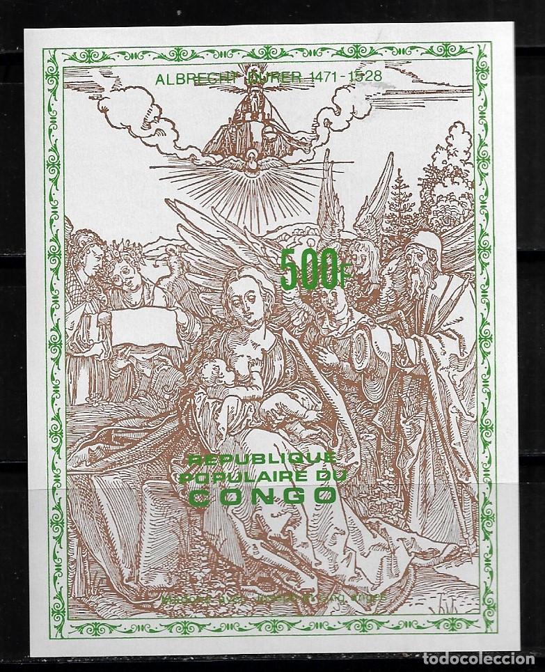 Sellos: CONGO 1979, HOJA BLOQUE SIN DENTAR - Ivert 20 - PINTURAS DE DURERO. MNH.