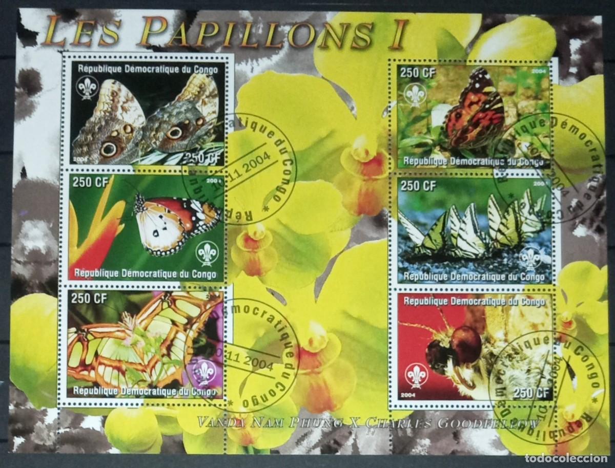 Stamps: CONGO 2004 SHEET USED MNH ORCHIDS ORCHIDEES ORQUIDEAS FLORES MARIPOSAS BUTTERFLIES PAPILLONS