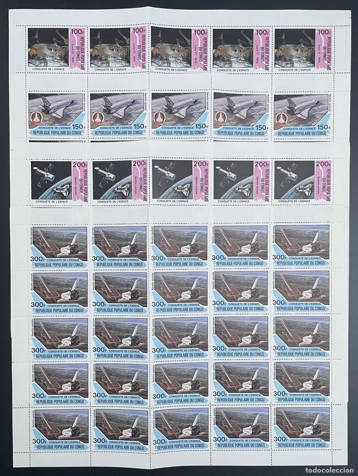 Sellos: Sat&eacute;lite transbordador espacial Congo 1981 YT 616-619 tabl&oacute;n Conquest