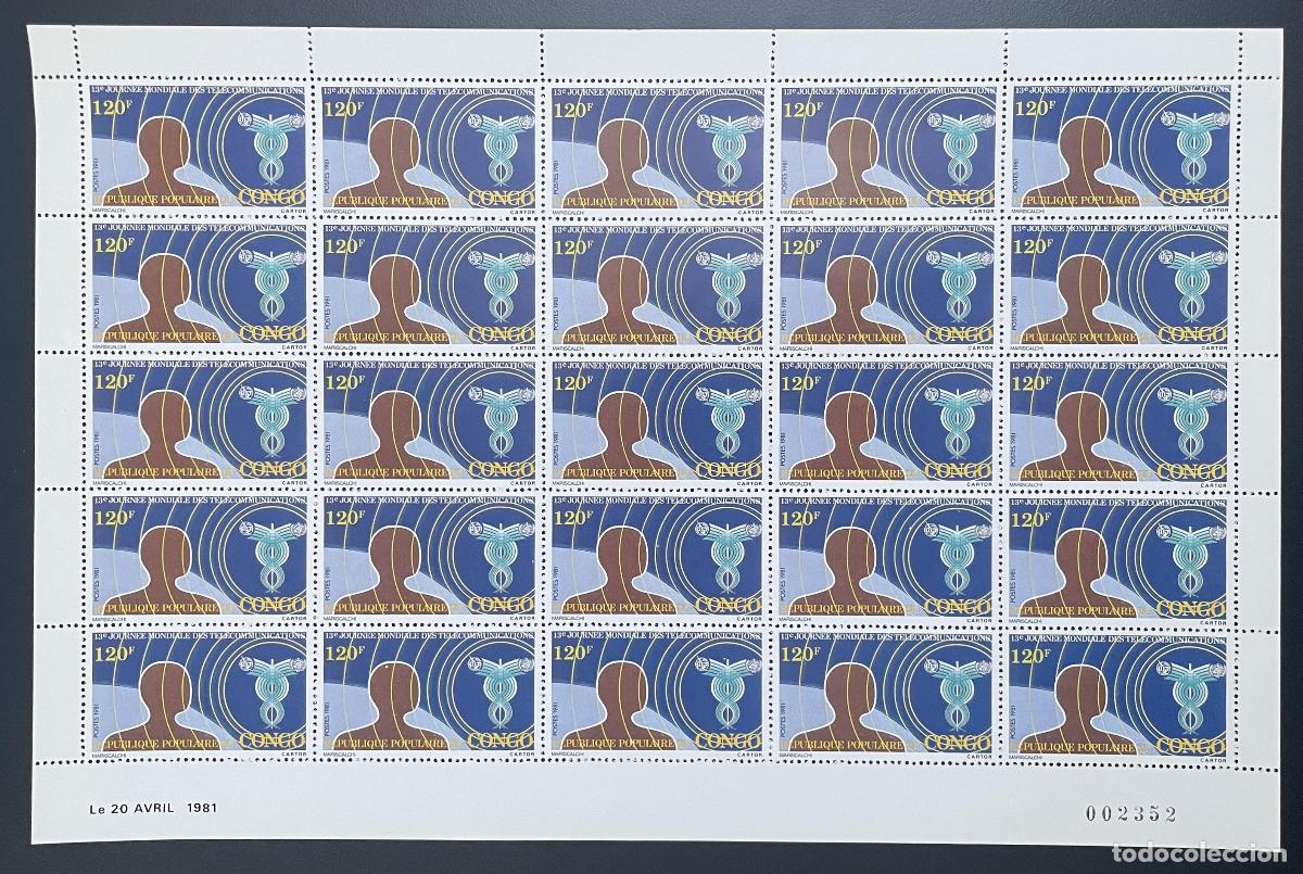 Sellos: Congo 1981 YT 622 tabl&oacute;n D&iacute;a Mundial de los sat&eacute;lites telecomunicaciones salud