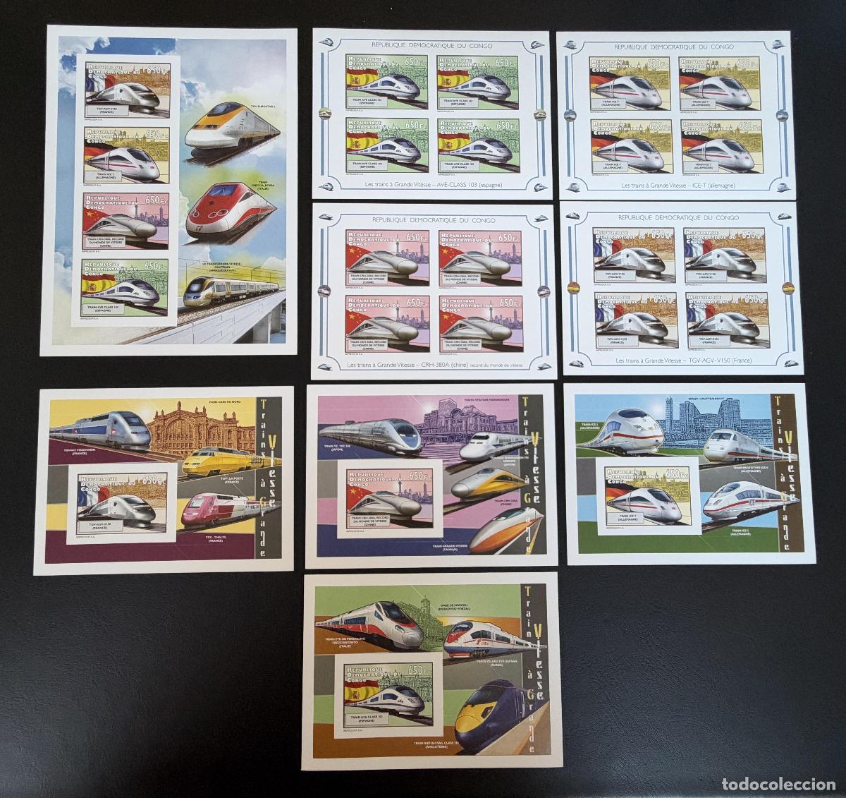 Sellos: Congo 2012 Mi. 2092-2095 Bl. 434-437 ND IMPERF Trenes de Alta Velocidad TGV