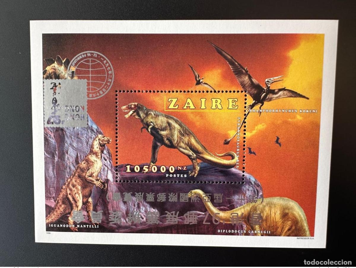 Sellos: Congo Zaire 1997 Mi. La sobrecarga del Bl. 63 I DERRIB&Oacute; A LOS DINOSAURIOS DE HONG KONG 97