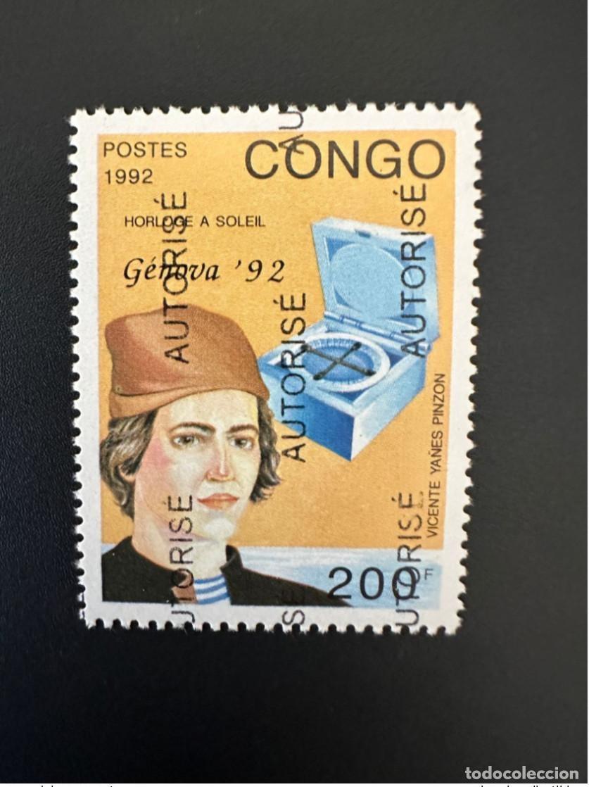 Sellos: Congo 1998 Mi. Reloj solar A1521 autorizado Vicente Yanes Pinzon sobrecargado