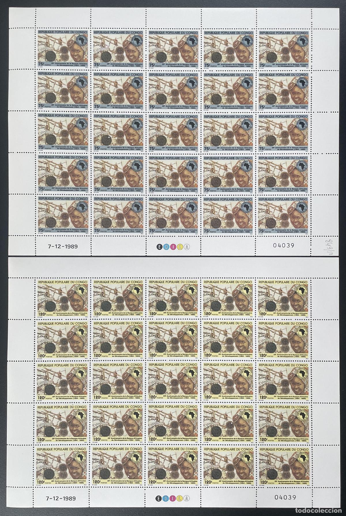 Sellos: Congo 1989 YT 849-850 tabl&oacute;n | Banco Africano de Desarrollo (BAD)